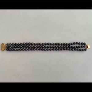 14k 3-Strand Black Pearl Bracelet